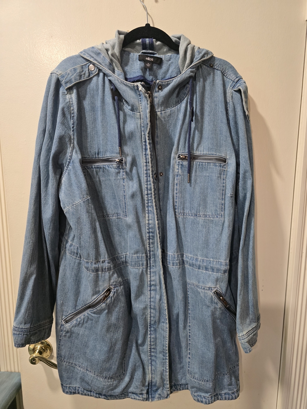 ellos Light Blue Denim Hooded Jacket